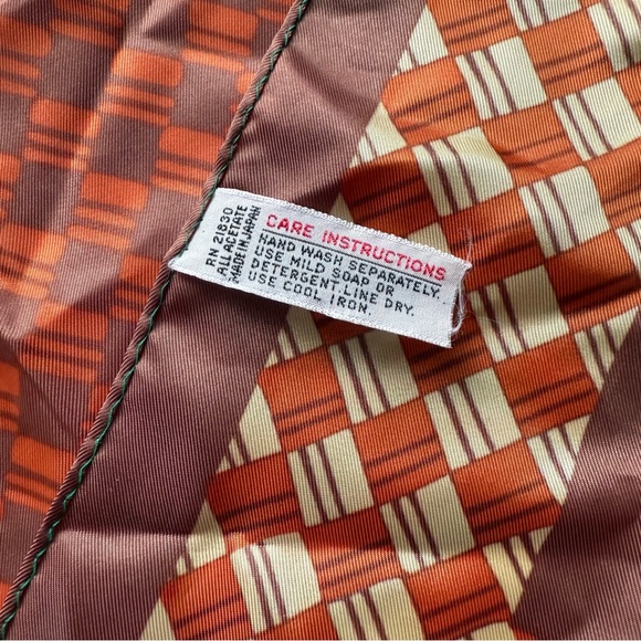 Ben Goodman Square Scarf in Orange, Brown, & Cream Geometric - Picture 2 of 9
